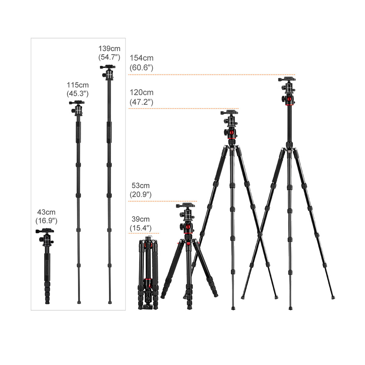 CLEARANCE K&F Concept TM2515T Tripod Monopod Kit 60 inch for DSLR Cameras 60 Professional KF09.085v1
