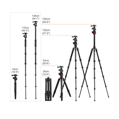 CLEARANCE K&F Concept TM2515T Tripod Monopod Kit 60 inch for DSLR Cameras 60 Professional KF09.085v1