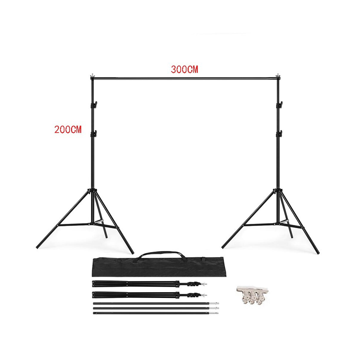 Background Stand 2 x 2m / 6.5 x 6.5ft with Carrying Bag Photography Video Adjustable Studio Photo Backdrop Support
