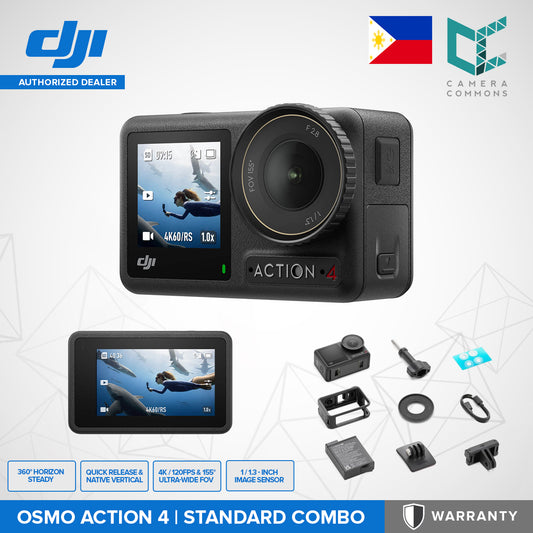 DJI Osmo Action 4 Camera Standard Adventure Combo Package 360 HorizonSteady Native Vertical 4K 120fps