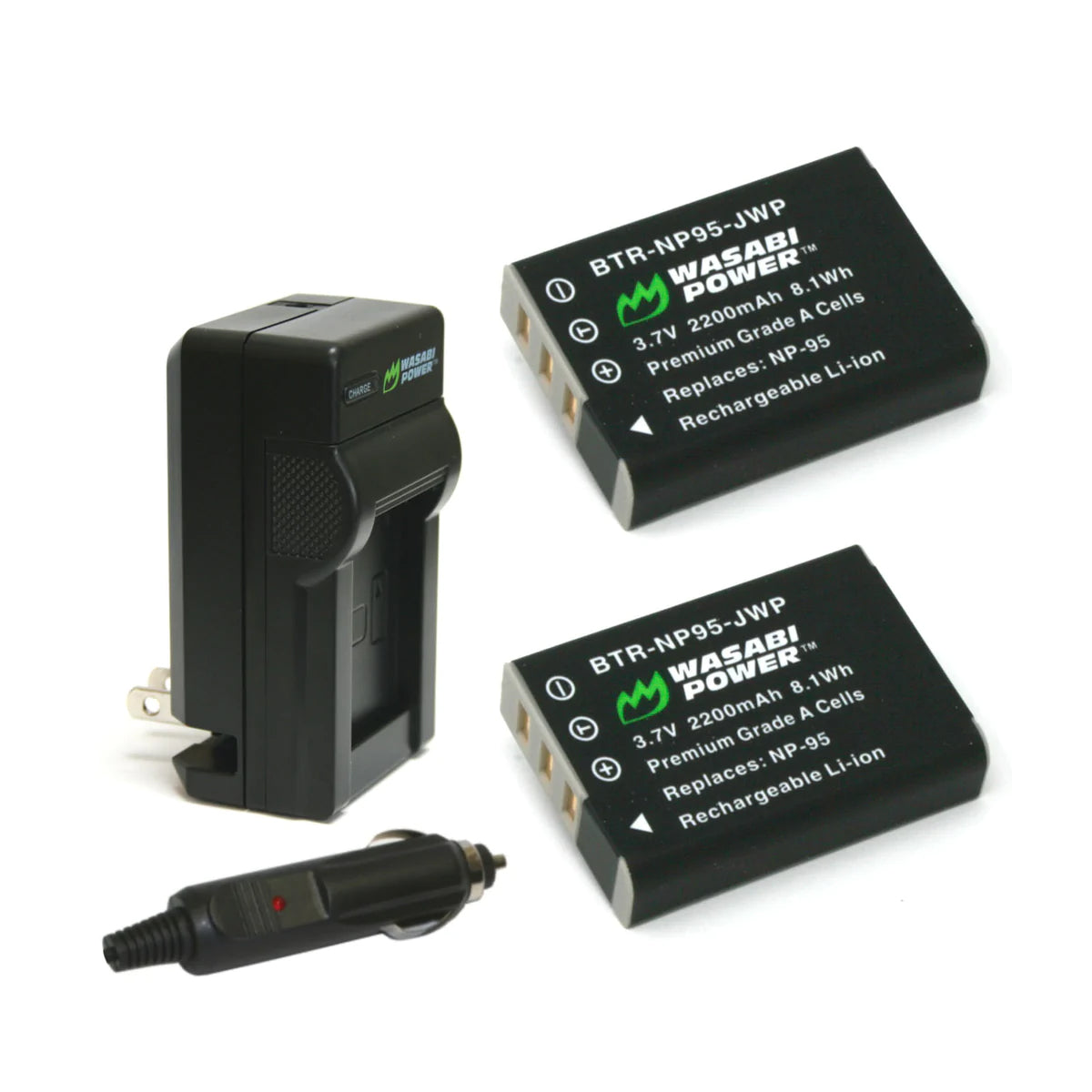 Wasabi Power NP-95 Dual Kit Battery Plug Wall Charger for Fujifilm Cameras NP95