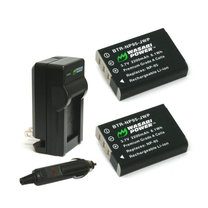 Wasabi Power NP-95 Dual Kit Battery Plug Wall Charger for Fujifilm Cameras NP95