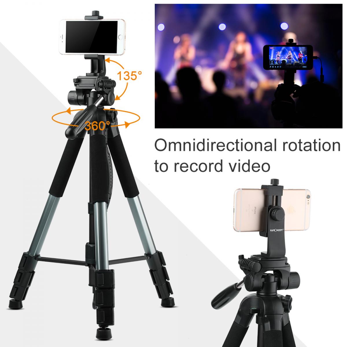 K&F Concept TM2624L 70inch Tripod with 3-Way Pan Tilt Head Gray