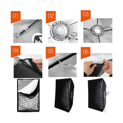 Godox SB-FW6090 FotoStudio Softbox Godox Speedlite Softbox 60x90 Rectangular Softbox Photography Light with Grid Bowens for Portrait Product Photography Studio Flash SB-FW 6090