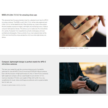 Tamron B070 B070X 17-70mm f/2.8 DiIII-A VC RXD Lens for Fujifilm X-Mount APS-C