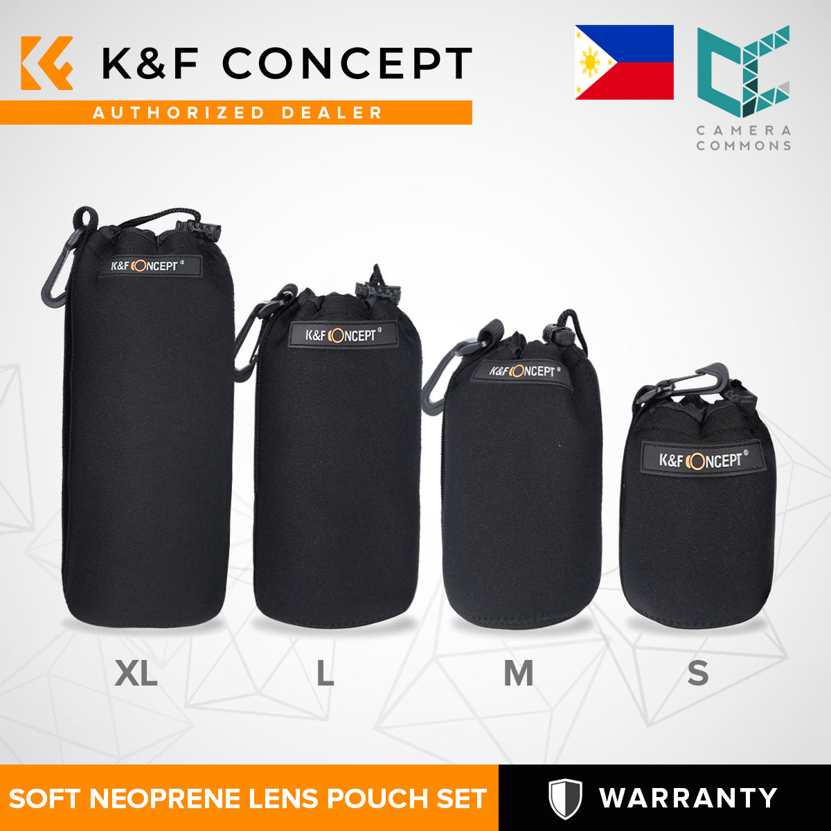 K&F Concept PH Soft Neoprene Lens Pouch Bag Case Set (S M L XL)