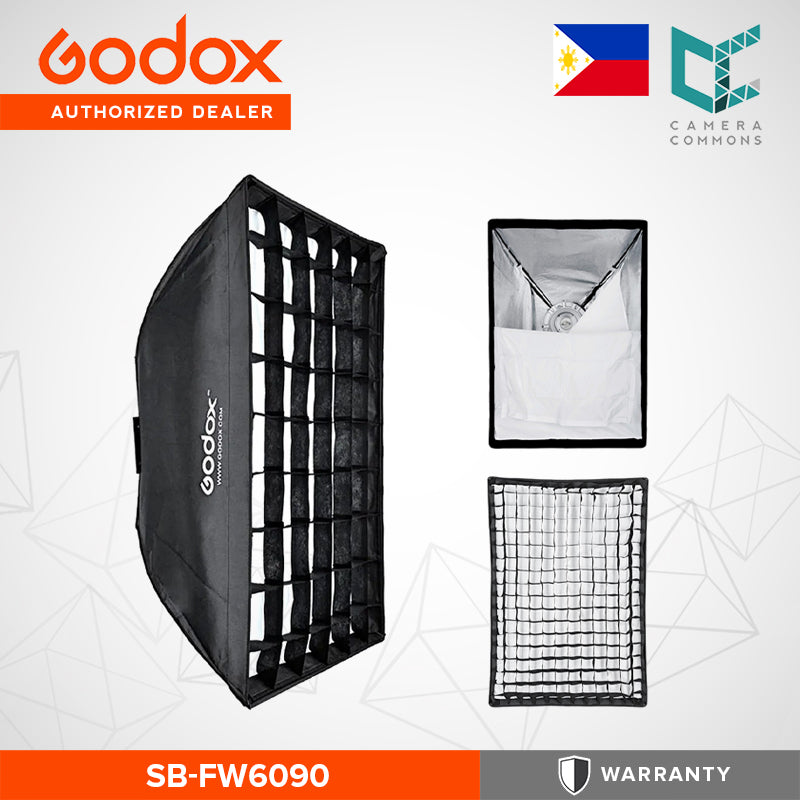Godox SB-FW6090 FotoStudio Softbox Godox Speedlite Softbox 60x90 Rectangular Softbox Photography Light with Grid Bowens for Portrait Product Photography Studio Flash SB-FW 6090