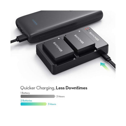 RAVPower NP-W126S Camera Battery Charger with 2pcs Batteries Set for Fujifilm Fuji Cameras NPW126S