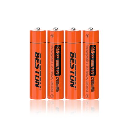 Beston 4pcs AAA 1.5V 1200mWh 3AN-32 Li-ion Rechargeable Batteries