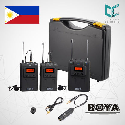 BOYA BY-WM8 UHF Dual-Channel Wireless Lavalier Microphone System with 48 Channels 6 Hours Continuous Running Time for Interviews - Camera Commons PH