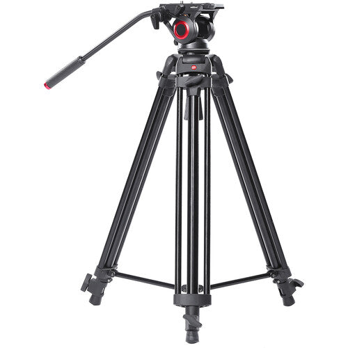 Miliboo MTT606A Professional Aluminum Video Tripod with Fluid Head and Mid-Level Spreader Heavy Duty