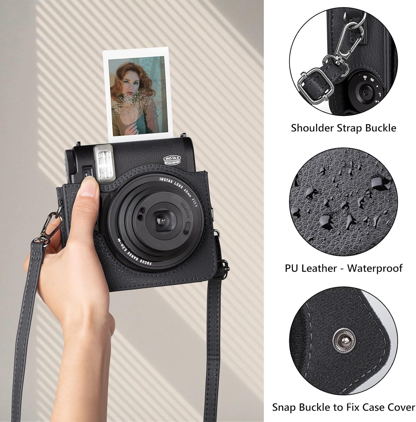 Leather Case Bag Cover Plain Colors for Fujifilm Instax Mini 99 Instant Film Camera PU-Leather