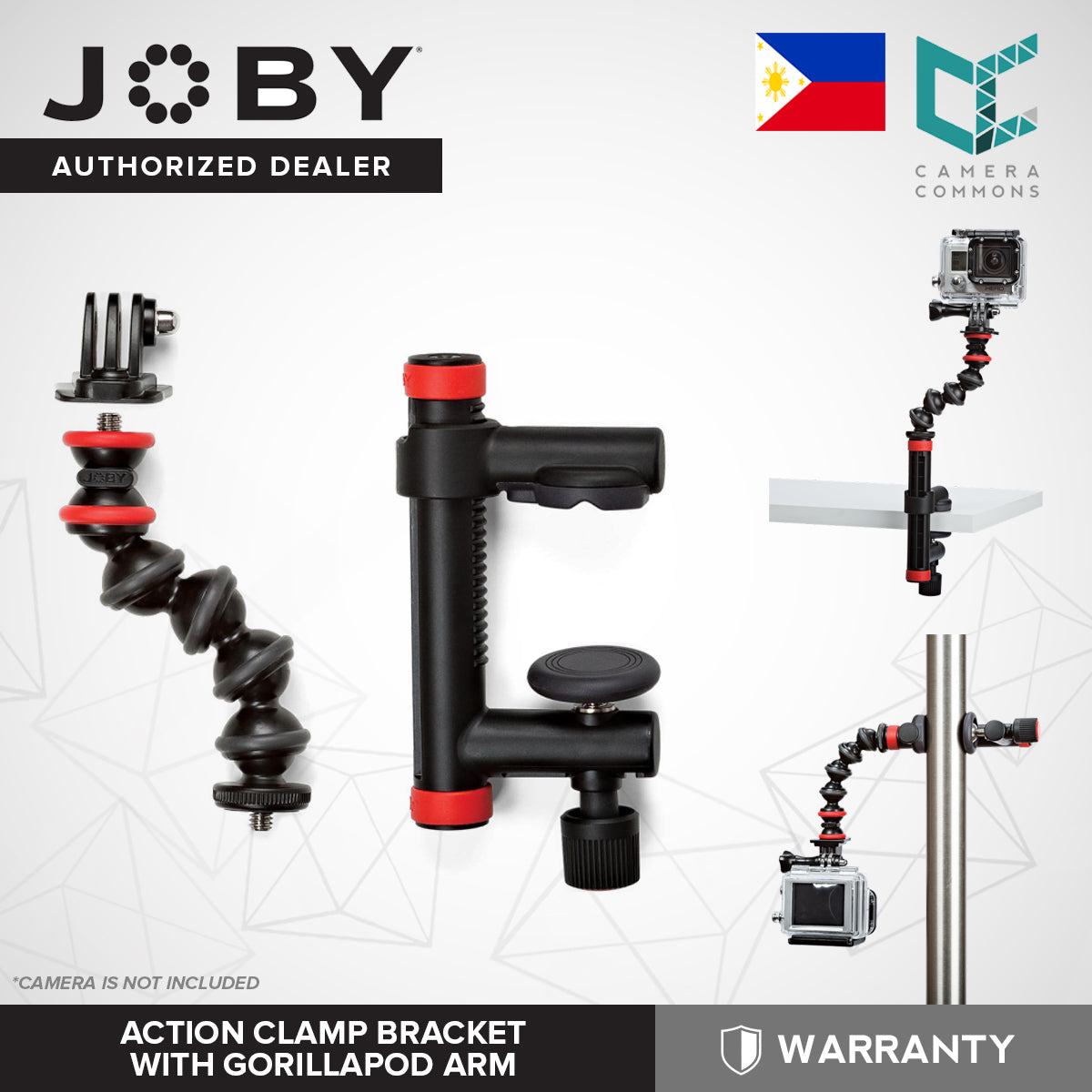 CLEARANCE JOBY Action Clamp Bracket with GorillaPod Arm for Action Camera 1280