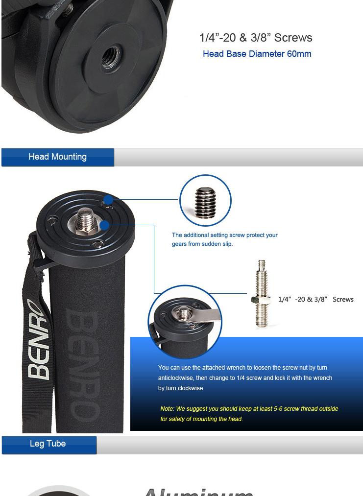 Benro A48TDS4 Series 4 Aluminum Monopod Screw Lock