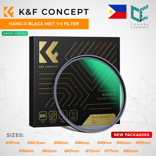 K&F Concept 37mm to 82mm Black Mist 1/4 Filter Dreamy Effect Waterproof and Scratch-Resistant Green Coated Nano-X