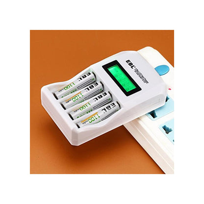 EBL 4 Bay LCD Smart Battery Charger for AA AAA Ni-MH Ni-CD Rechargeable Batteries NiMH NiCD Camera Commons PH