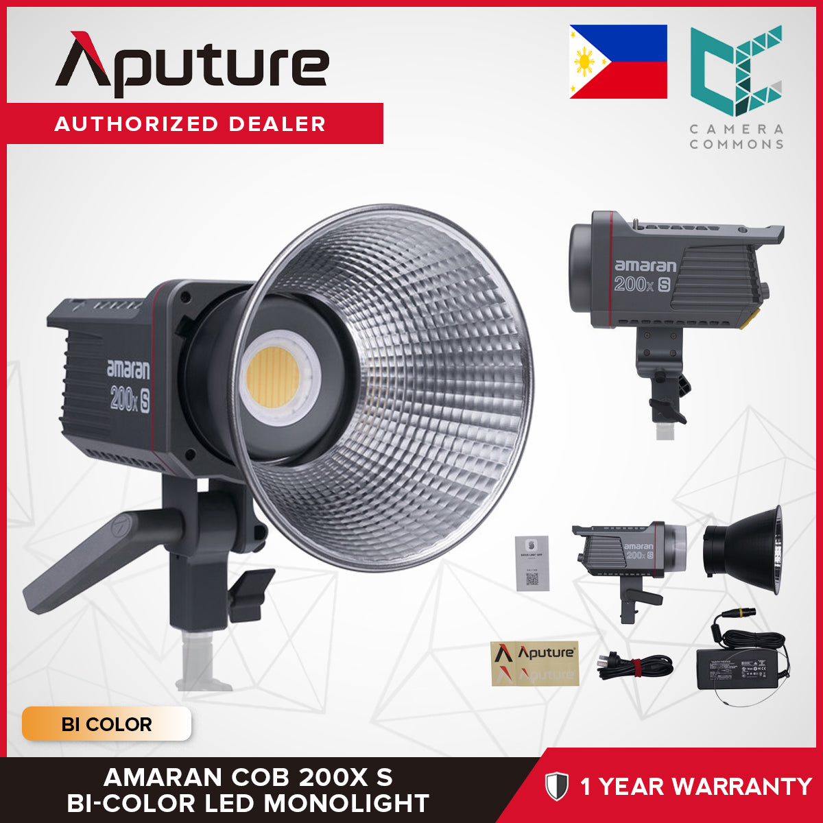 Aputure Amaran COB 200x S Bi Color LED Monolight 2700-6500K CCT CRI 95 BiColor Studio Lighting