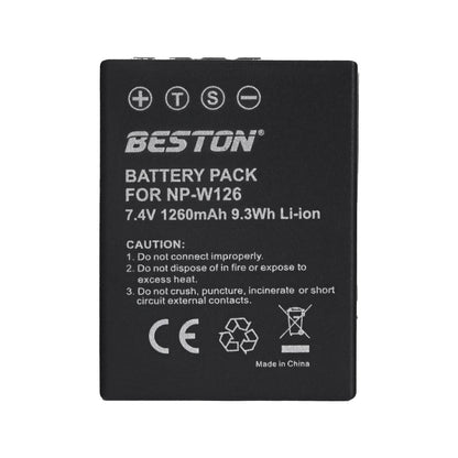 Beston 1PC NP-W126 7.4V 1260mAh 9.3Wh Li-ion Camera Battery for Fujifilm NPW126