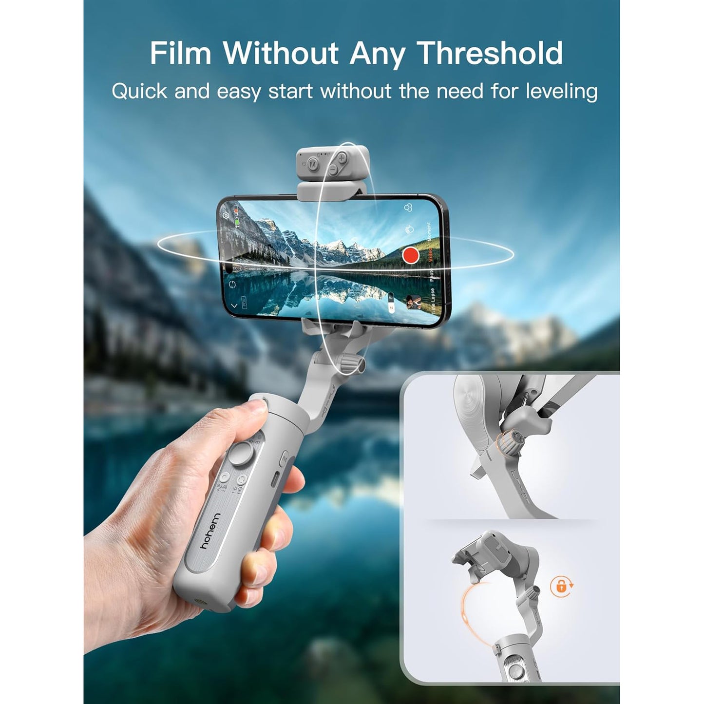 Hohem iSteady XE Smartphone Gimbal Stabilizer Vertical Mode 10 Brightness Levels Magnetic Light