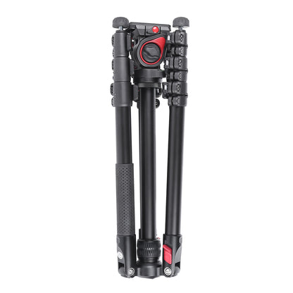 Miliboo MUFA-BK Aluminum Travel Tripod Kit with Fluid Head Flip Lock