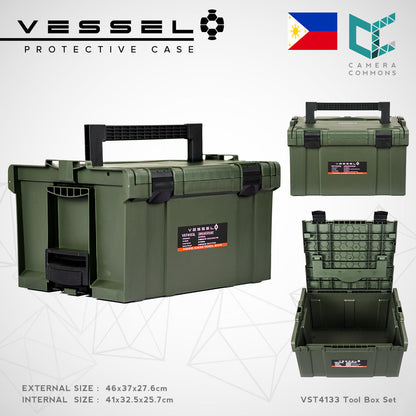 VESSEL VST4133S Small Hard Case Tool Box For Hardware Tools and Equipment VST4133 Stackable