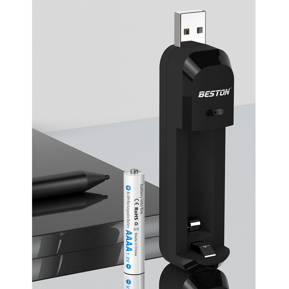 Beston 2pcs 4A AAAA 1.2V Battery + 1pc USB Battery Charger for AA/AAA/AAAA Set