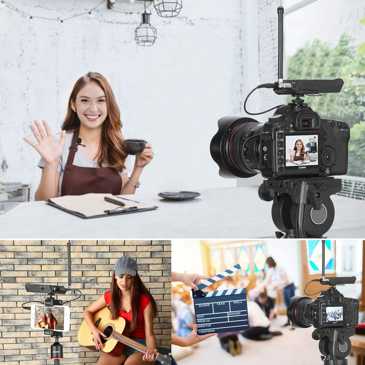 BOYA BY-WFM12 12-Channels VHF Transmitter and Receiver System Professional Wireless Lavalier Mic