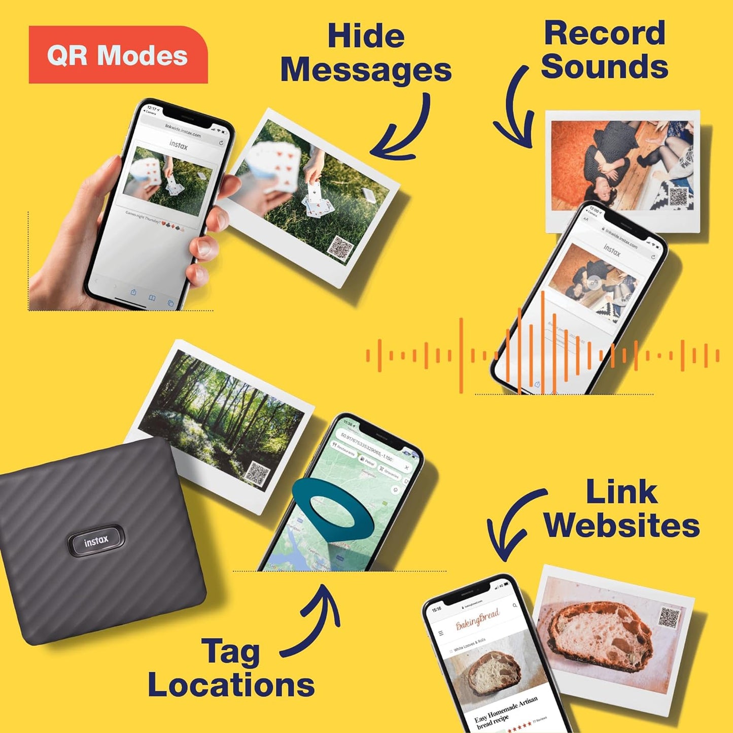 FUJIFILM Instax Link Wide Smartphone Printer  Wide Format Printer with QR Print Mode