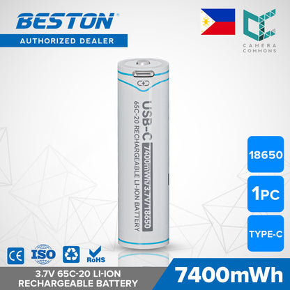 Beston 18650 3.7V 7400mwh 2000mah Rechargeable Lithium Ion Battery Li-ion Type C 65C-20