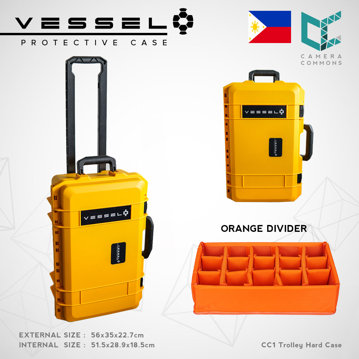 VESSEL CC1 Trolley Hard Case Camera Photography Equipment Case (Yellow)