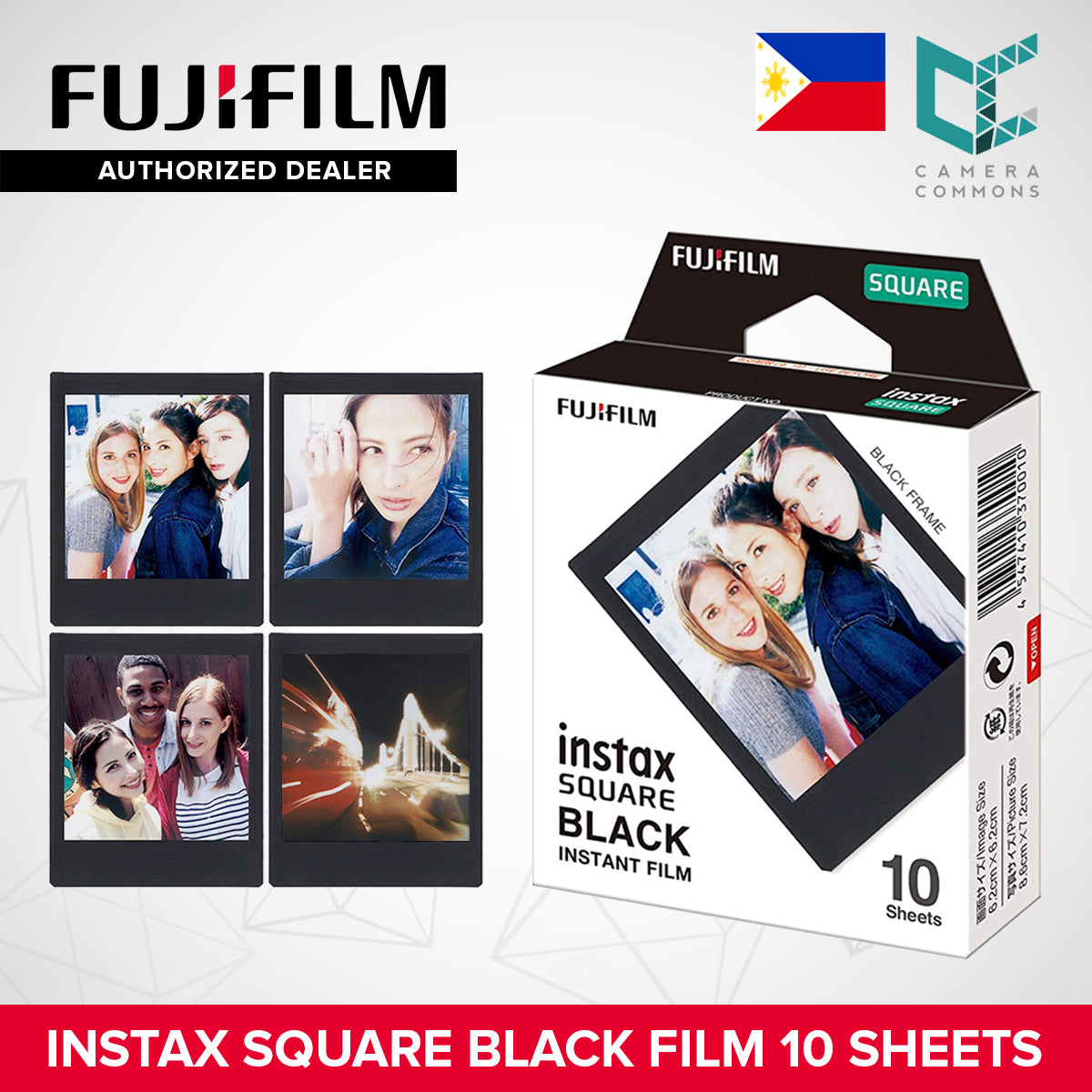 FUJIFILM Instax Square Monochrome Sunset Rainbow Instant Film Black and White BNW 10 Sheets