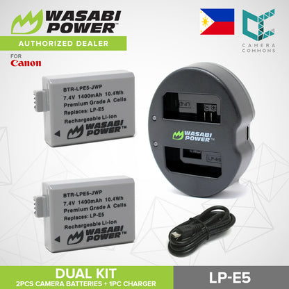 Wasabi Power LP-E5 Dual Kit Battery Charger for Canon Cameras LPE5