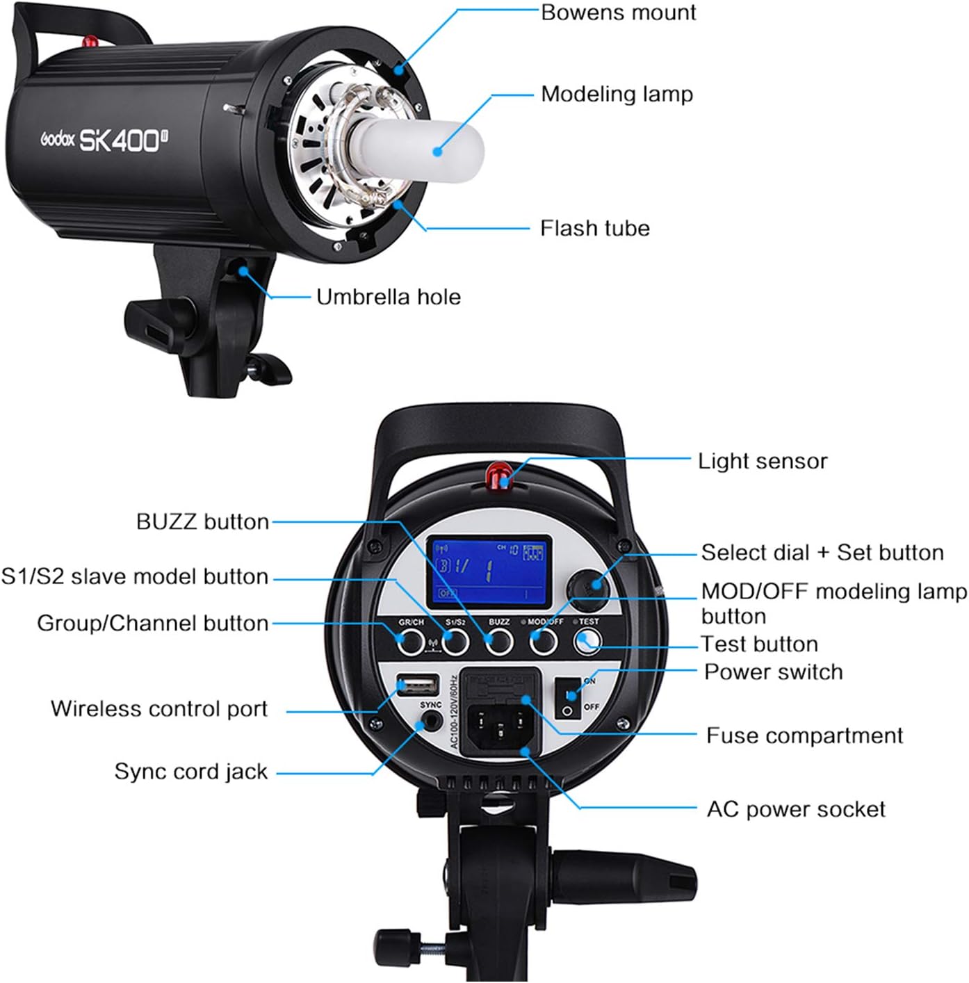 Godox SK400II Studio Flash Monolight (2-Light Studio Kit) Photography Lighting