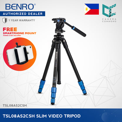 Benro TSL08AS2CSH Slim Video Aluminum Tripod Kit