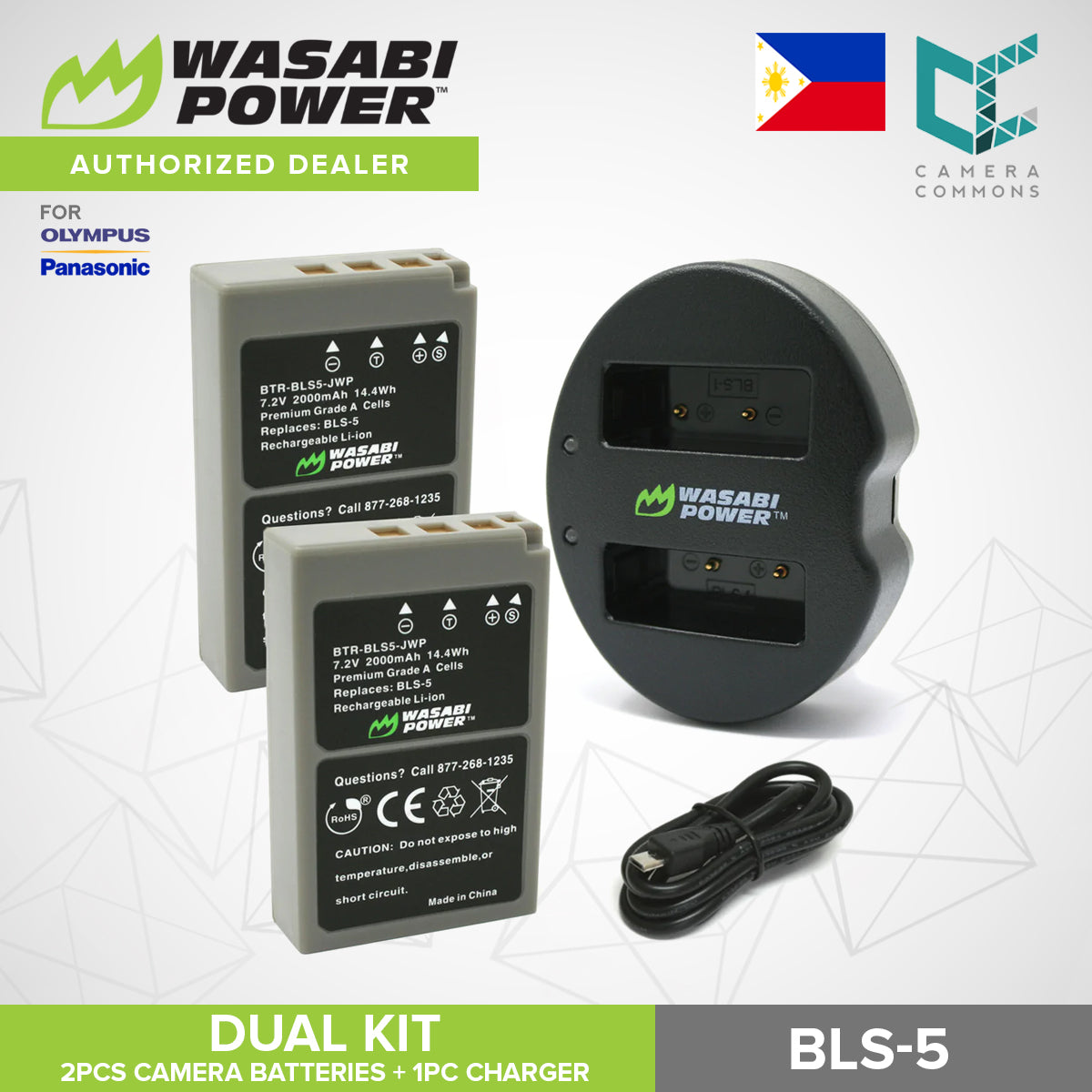 Wasabi Power BLS-5 BLS-50 PS-BLS5 Dual Kit Battery Charger for Olympus Cameras BLS5
