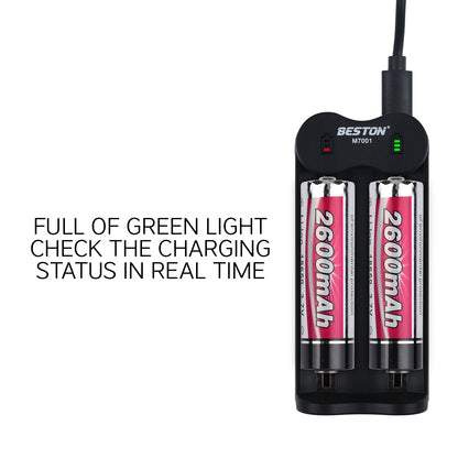 Beston M7001 2-Bay Battery Charger for 20700 / 21700 / 26650 3.7 V Rechargeable Battery BST-M7001