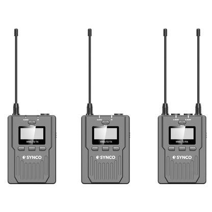 Synco WMic-T2 96-Channel UHF Metal Wireless Microphone with Dual Transmitters and Receiver Audio