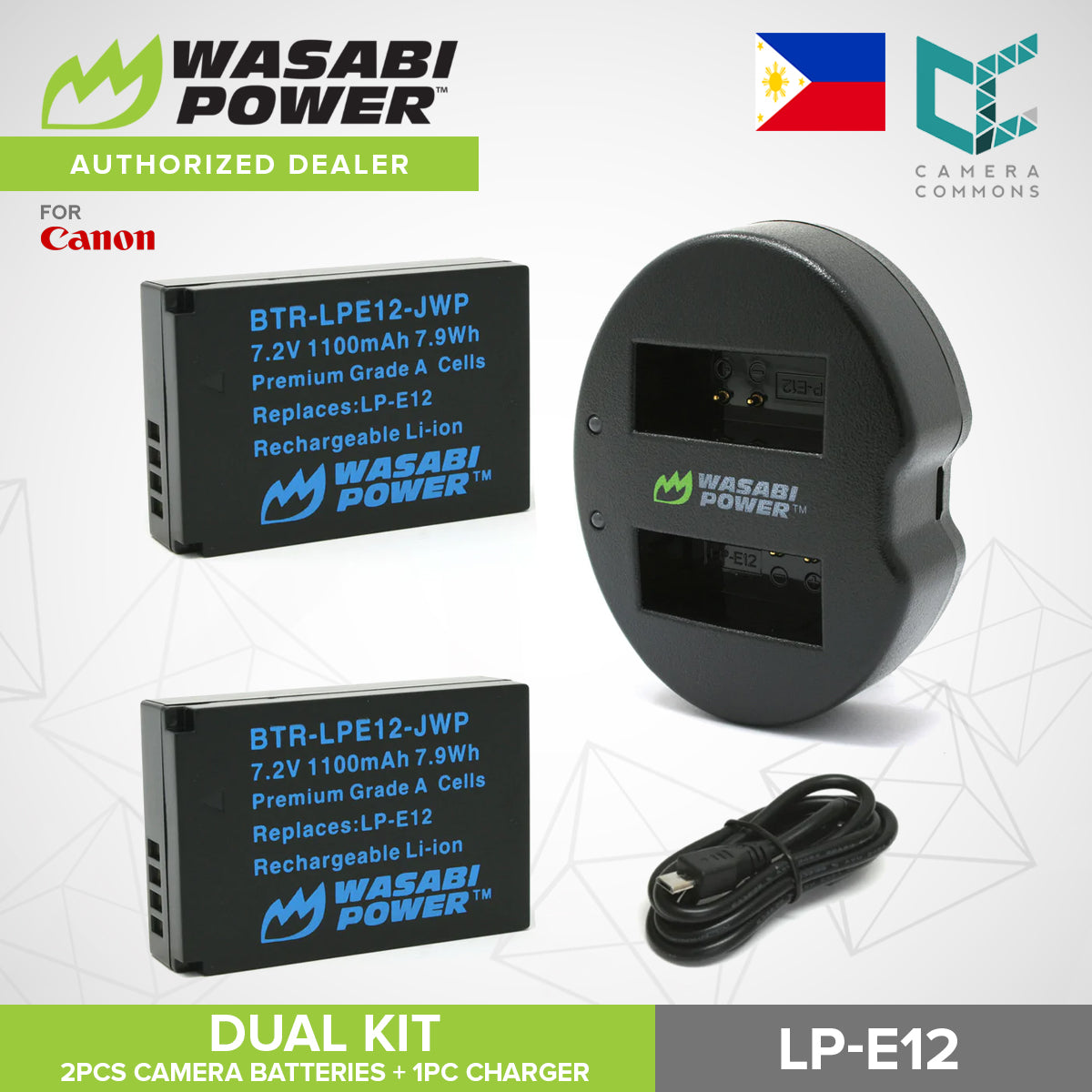 Wasabi Power LP-E12 Dual Kit Battery Charger for Canon Cameras LPE12