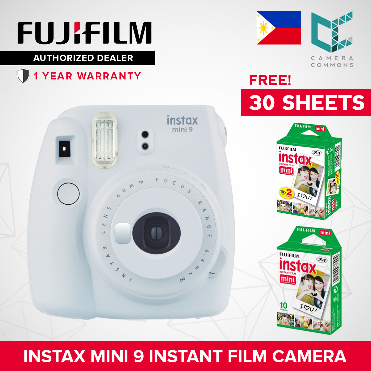 FUJIFILM Instax Mini 9 Instant Camera Package with Free 30 Film Sheets Camera Commons PH