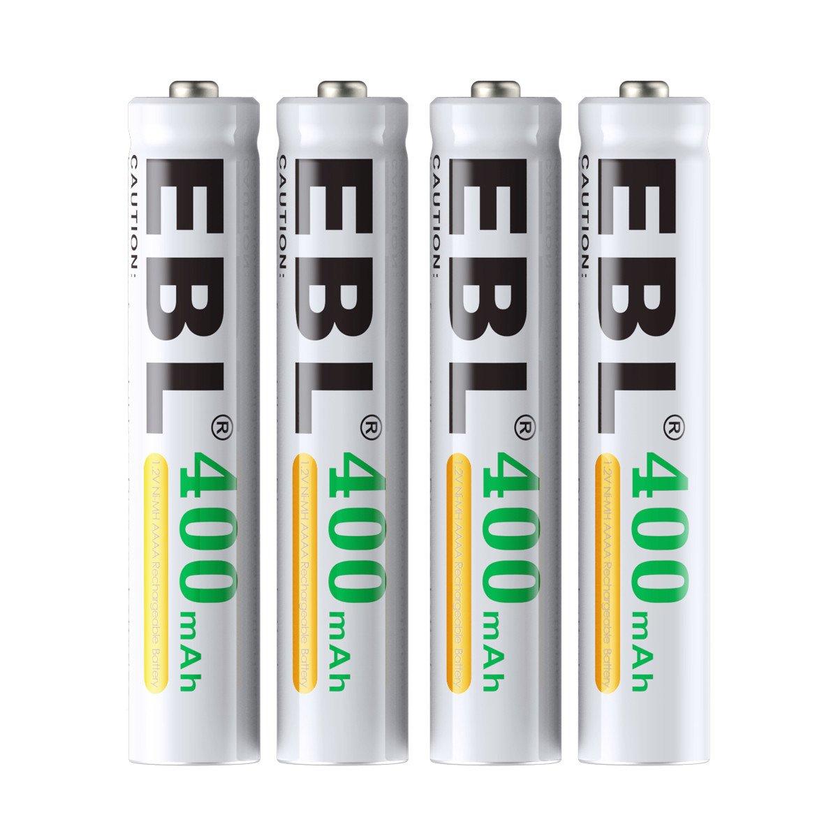 EBL 4 Pack 1.2V AAAA Size 400mAh Rechargeable battery - Ni-MH NiMH Camera Commons PH 400 Mah