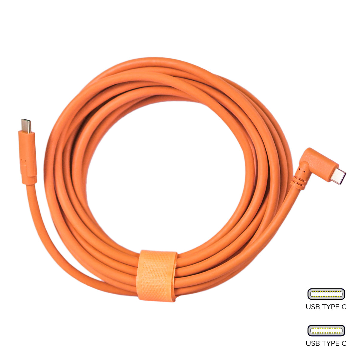 STUDIOMATE USB Type C to USB Type C Right Angle Orange Cable Connector 5 meters 5m