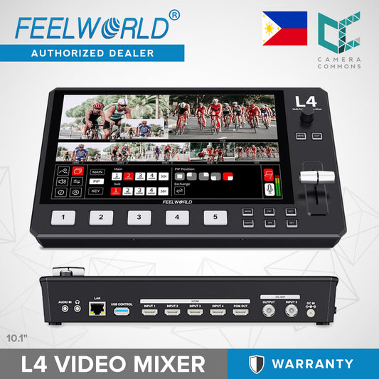 FEELWORLD L4 Multi-Camera Video Mixer Switcher 10.1" Touch Screen USB3 Fast Streaming Chroma Keying