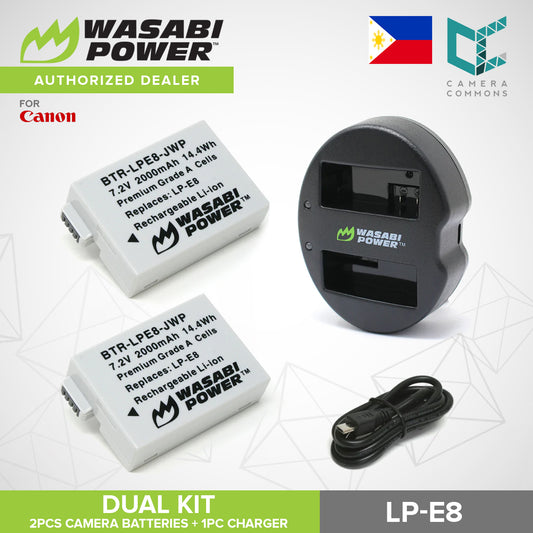 Wasabi Power LP-E8 Dual Kit Battery Charger for Canon Cameras LPE8