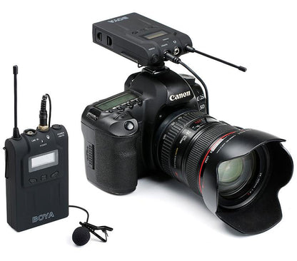 BOYA BY-WM6 UHF Professional Wireless Omnidirectional Lavalier Lapel Microphone System 48 Optional Channels for DSLR ENG EFP DV Video Camera