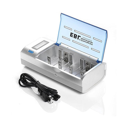 EBL 4 Bay LCD Smart Battery Charger for AA , AAA , C , D , 9V , Ni-MH , Ni-CD Rechargeable Batteries NiMH NiCD Camera Commons PH