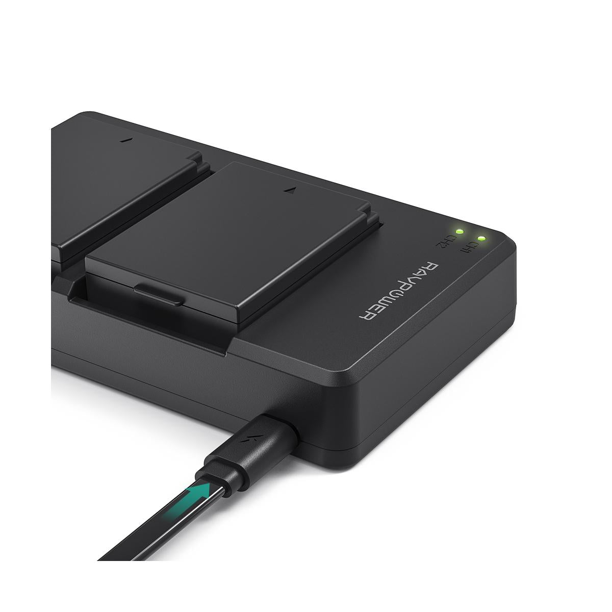 RAVPower LP-E10 Camera Battery Charger with 2pcs Batteries Set for Canon EOS Rebel Cameras LPE10