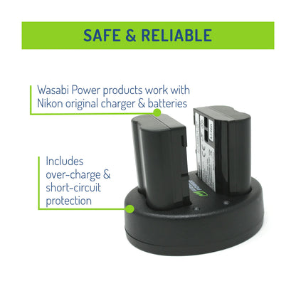 Wasabi Power EN-EL15 EN-EL15A EN-EL15B EN-EL15C Dual Kit Battery Charger for Nikon Cameras ENEL15
