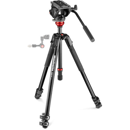 Manfrotto MVK500190XV 500 Fluid Video Head with 190X Video Aluminum Tripod and Leveling Column Kit