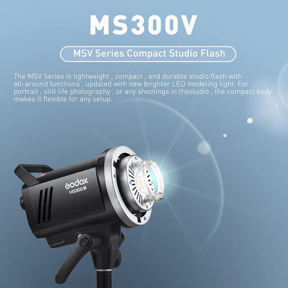 Godox MS300 MS300V Monolight Studio Flash Strobe Light Monolight 300Ws Max Godox 2.4G Wireless X System GN58 5600K with 150W Modeling Lamp Bowens Mount for Indoor Studio Photography