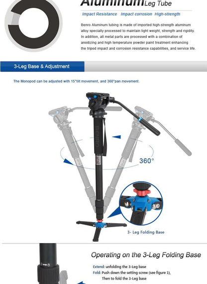 Benro A48TDS4 Series 4 Aluminum Monopod Screw Lock